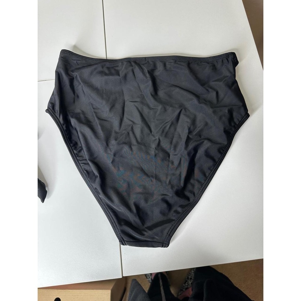 Talisea Bikini Swimsuit Women Medium Black Good High Waisted Halter Wrap Top - Picture 6 of 8
